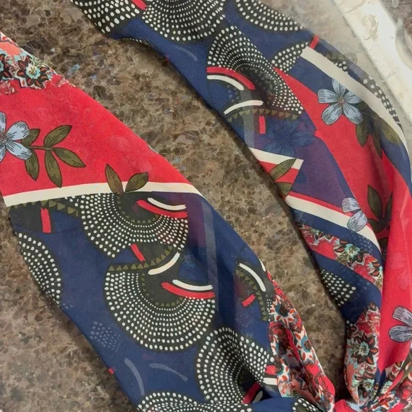 Anthropologie Floral Patterned Hair Scarf Ribbon Bow - Picture 3 of 4